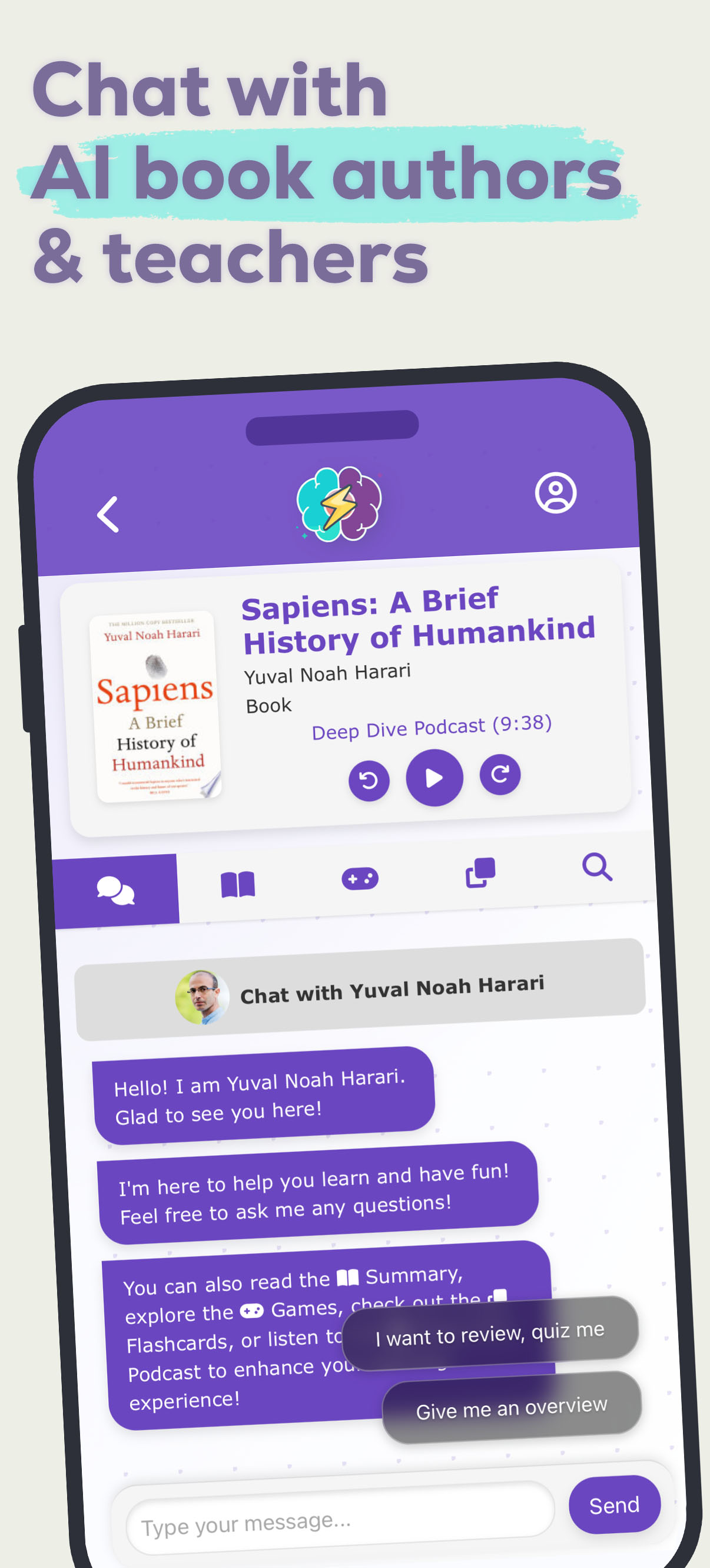 Chat with AI book authors and teachers